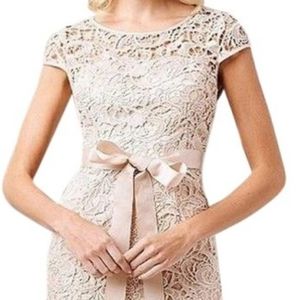 Adrianna Papell Cap Sleeve Illusion Lace Gown